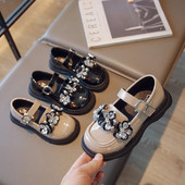 Dječje kožne cipele Modne cipele s kristalnim cvijetom za djevojčice Lakirane cipele princeze Dječje cipele za školu Ležerne ravne cipele Mary Janes