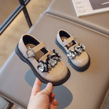 Παιδικά δερμάτινα παπούτσια μόδα Κρυστάλλινο λουλούδι για κορίτσια Παπούτσια λουστρίνι Princess Παιδικά παπούτσια Σχολική Casual Flat Mary Janes туфли