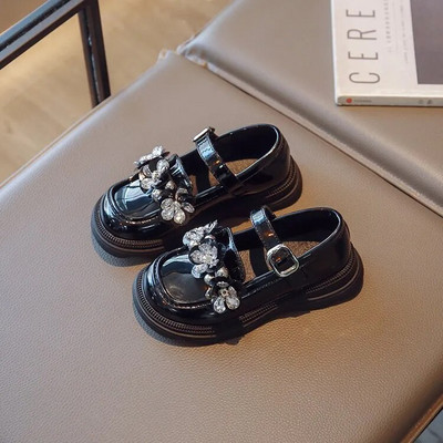 Dječje kožne cipele Modne cipele s kristalnim cvijetom za djevojčice Lakirane cipele princeze Dječje cipele za školu Ležerne ravne cipele Mary Janes