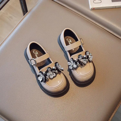 Dječje kožne cipele Modne cipele s kristalnim cvijetom za djevojčice Lakirane cipele princeze Dječje cipele za školu Ležerne ravne cipele Mary Janes