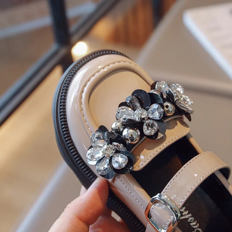 Dječje kožne cipele Modne cipele s kristalnim cvijetom za djevojčice Lakirane cipele princeze Dječje cipele za školu Ležerne ravne cipele Mary Janes