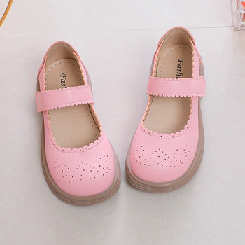 2023 Νέα μαλακά παπούτσια για κορίτσια casual δαντέλα μονόχρωμα αντιολισθητικά Παιδικά μοδάτα δερμάτινα παπούτσια Αντιολισθητικά παιδικά ρηχά loafer στρογγυλά δάχτυλα