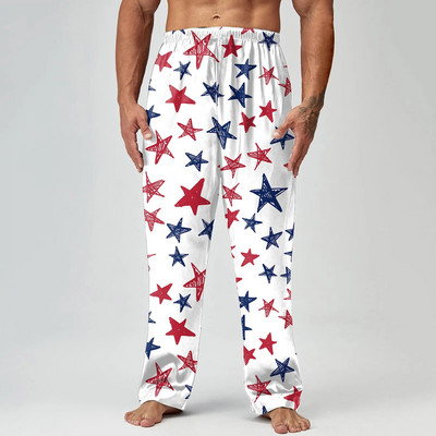 Vīriešu Pavasara Vasara Neatkarības Dienas Drukāt Pidžamas Bikses Garās Bikses Ikdienas bikses Kravas bikses vīriešiem Relax Fit