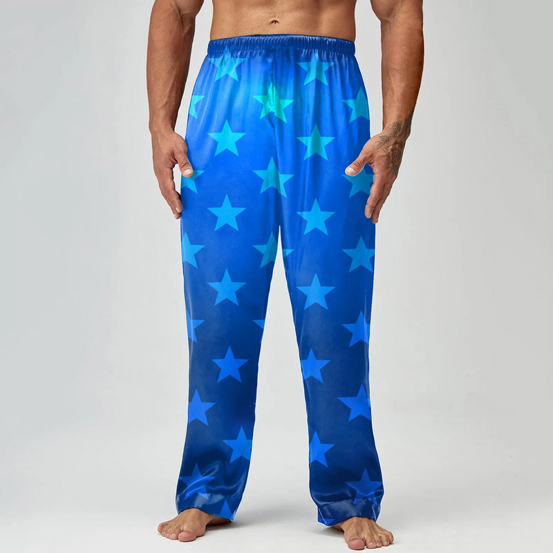 Vīriešu Pavasara Vasara Neatkarības Dienas Drukāt Pidžamas Bikses Garās Bikses Ikdienas bikses Kravas bikses vīriešiem Relax Fit