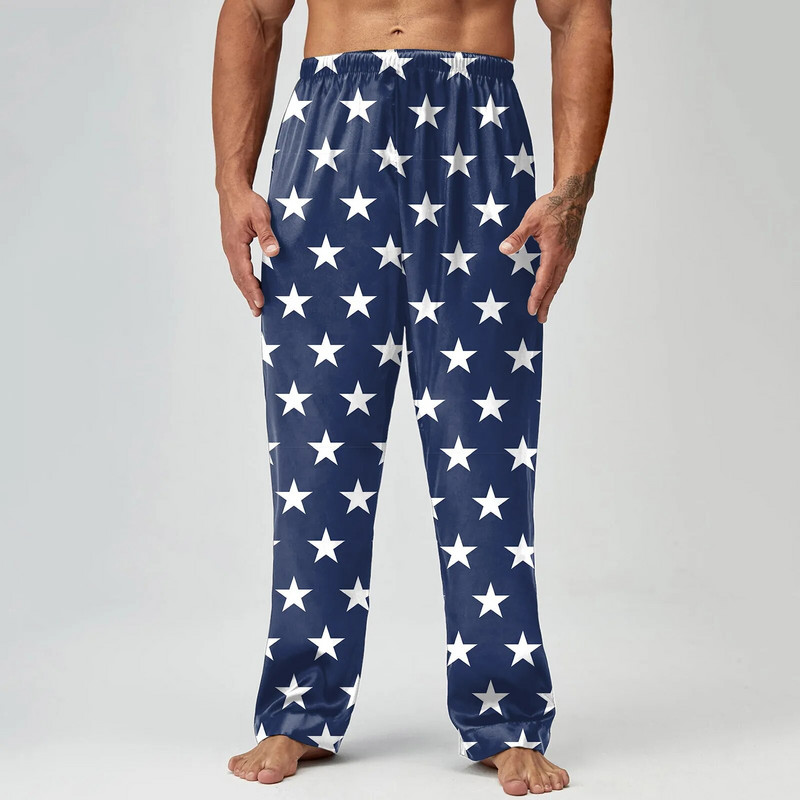 Vīriešu Pavasara Vasara Neatkarības Dienas Drukāt Pidžamas Bikses Garās Bikses Ikdienas bikses Kravas bikses vīriešiem Relax Fit