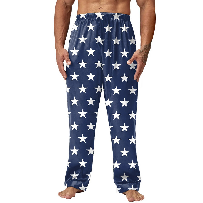 Vīriešu Pavasara Vasara Neatkarības Dienas Drukāt Pidžamas Bikses Garās Bikses Ikdienas bikses Kravas bikses vīriešiem Relax Fit