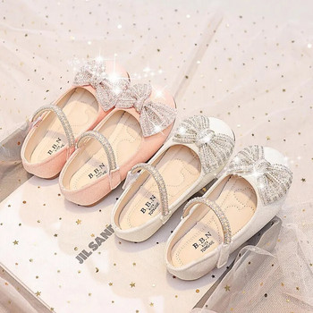 Παιδικά Mary Janes για πάρτι γάμου για κορίτσια Flats γυαλιστερά στρας Φιόγκος στρογγυλά 2023 Παιδικά παπούτσια Αντιολισθητικά παπούτσια μοκασίνι