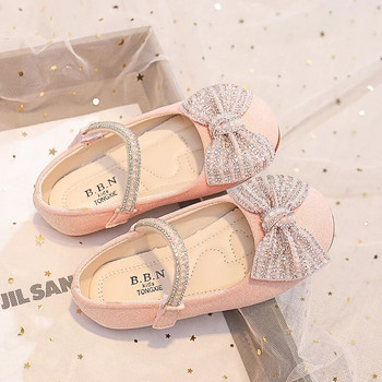 Παιδικά Mary Janes για πάρτι γάμου για κορίτσια Flats γυαλιστερά στρας Φιόγκος στρογγυλά 2023 Παιδικά παπούτσια Αντιολισθητικά παπούτσια μοκασίνι