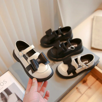 Παιδικά δερμάτινα παπούτσια για κορίτσια σε στυλ Βρετανικής μόδας για ομοιόμορφα παιδικά παπούτσια με φιόγκο με ομοιόμορφο άγκιστρο και θηλιά 2023 Νέα Άνοιξη φθινόπωρο casual