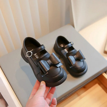 Детска мода Британски стил Кожени обувки за момичета за униформа Обикновени Детски обувки с панделка на кука и примка 2023 г. Нови пролетни есенни ежедневни обувки