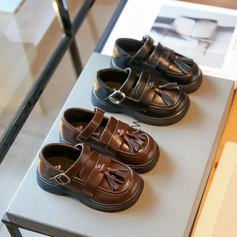 Nove djevojačke crne kožne cipele za vjenčanje, dječje školske oksfordske cipele, ravne modne gumene rese, jednostavne