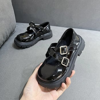 2023 Обувки за момичета за малки деца Черна униформа Ученически обувки Drop Shipping Гланцови модни детски принцеси Ежедневни обувки Детски универсални PU
