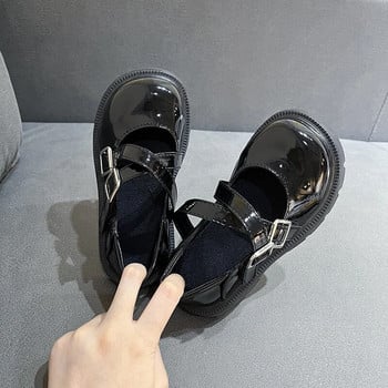 2023 Παπούτσια για νήπια για κορίτσια Μαύρα ομοιόμορφα σχολικά παπούτσια Drop Shipping Glossy fashion Παιδικά παπούτσια Princess Casual Παιδικά Ευέλικτο PU