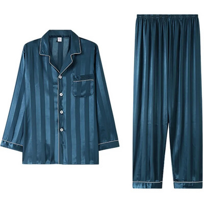 Gultasveļa Vīriešu pidžamas Vīriešu bikses ar garām piedurknēm un šorti ar īsām piedurknēm Vīriešu pidžamas miega apģērbs Vīriešu plānas zīda pidžamas vīriešiem komplekti