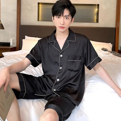 Miegoti drabužiai Vyriški pižamos Vyriški kelnės ilgomis rankovėmis ir trumpomis rankovėmis šortai Vyriški pižama miegui Vyriški ploni šilkiniai pižamos vyriški komplektai