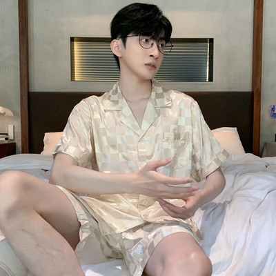 Miegoti drabužiai Vyriški pižamos Vyriški kelnės ilgomis rankovėmis ir trumpomis rankovėmis šortai Vyriški pižama miegui Vyriški ploni šilkiniai pižamos vyriški komplektai