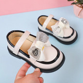 Nove mokasine za djevojčice Slatka leptir mašna na kuku i omču Jednostavna neklizajuća dječja kožna obuća Drop dostava Proljetne dječje cipele PU 2023.