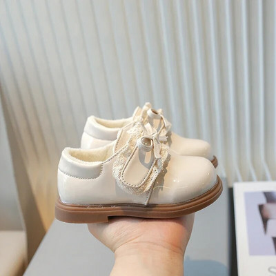 Lolitas stila mežģīņu āķis un cilpa Modes meiteņu ādas apavi Bērnu ikdienas spieķi, jauki, spīdīgi 2023. gada bērnu ikdienišķi kurpes Princese