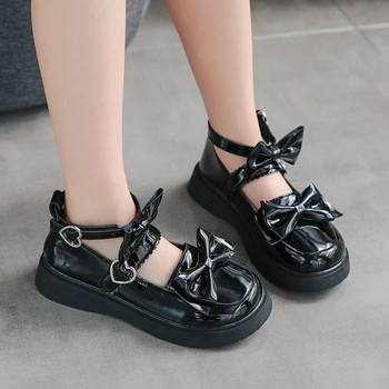 2023 Νέα μαλακά αναπνεύσιμα απλά αντιολισθητικά μαύρα ομοιόμορφα σχολικά παπούτσια Παιδικά μοδάτα δερμάτινα παπούτσια για κορίτσια Ευέλικτο τόξο αγάπης