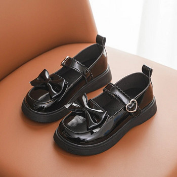 2023 Νέα μαλακά αναπνεύσιμα απλά αντιολισθητικά μαύρα ομοιόμορφα σχολικά παπούτσια Παιδικά μοδάτα δερμάτινα παπούτσια για κορίτσια Ευέλικτο τόξο αγάπης