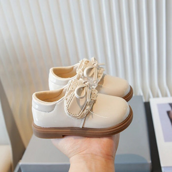 2023 Νέα δερμάτινα παπούτσια για κορίτσια Δαντελένιο φιόγκο γυαλιστερό στυλ Lolita Παιδικά Loafers με γάντζο και βρόχο Παιδικά παπούτσια καθημερινά παπούτσια άνοιξη