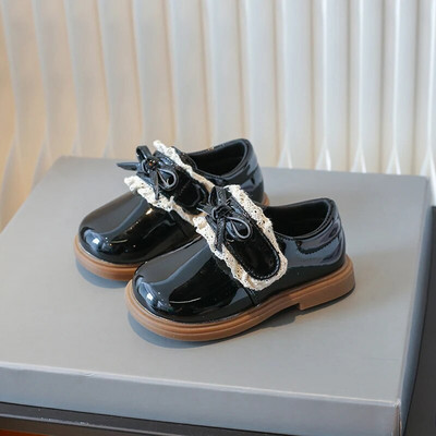 Nove kožne cipele za djevojčice iz 2023. Čipkana mašna Sjajni modni Lolita stil Dječje mokasine Mokasine na kuku i petlju Dječja modna ležerna obuća Proljeće