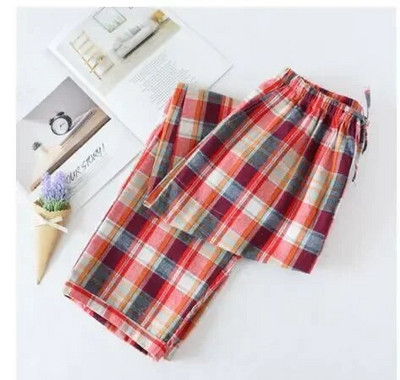 Rudens gaisa kondicionēšana Mājas apģērba bikses un pidžamas bikses Lielizmēra Match Pavasara vīriešu bikses Kokvilnas krāsas rūtains vīriešu pidžamas audums