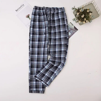 Rudens gaisa kondicionēšana Mājas apģērba bikses un pidžamas bikses Lielizmēra Match Pavasara vīriešu bikses Kokvilnas krāsas rūtains vīriešu pidžamas audums
