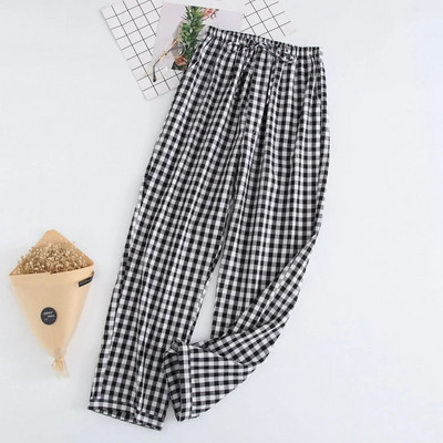 Rudens gaisa kondicionēšana Mājas apģērba bikses un pidžamas bikses Lielizmēra Match Pavasara vīriešu bikses Kokvilnas krāsas rūtains vīriešu pidžamas audums