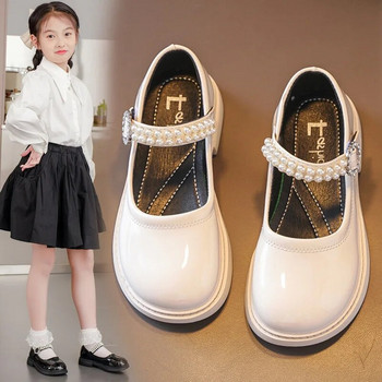 2023 Νέα παιδικά παπούτσια Μαύρα για κορίτσια Δερμάτινα παπούτσια Πέρλες Παιδικά Casual Shallow Loafers Αντιολισθητικά PU Loafers Drop Shipping