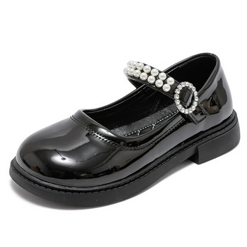 2023 Νέα παιδικά παπούτσια Μαύρα για κορίτσια Δερμάτινα παπούτσια Πέρλες Παιδικά Casual Shallow Loafers Αντιολισθητικά PU Loafers Drop Shipping