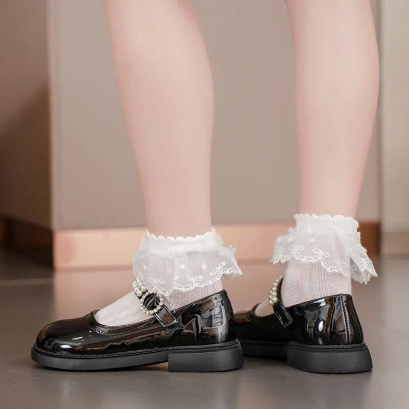 Nove dječje cipele iz 2023., crne kožne cipele za djevojčice, biseri, okrugli prsti, dječje ležerne plitke mokasine, neklizajuće PU mokasine, isporuka u paketu