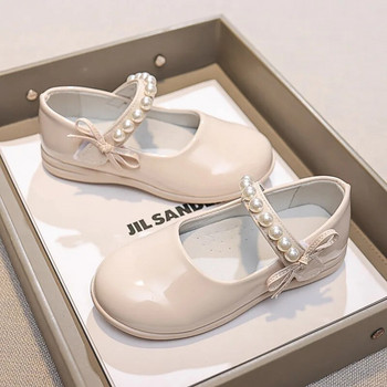 Μαύρα κλασικά με πέρλες Χαριτωμένα γυαλιστερά παιδικά παπούτσια για κορίτσια Shallow 2023 Καλοκαίρι και Άνοιξη Νέα παιδικά παπούτσια Κομψά κομψά