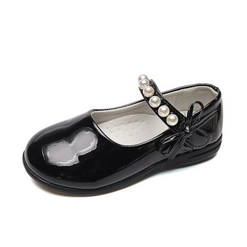 Μαύρα κλασικά με πέρλες Χαριτωμένα γυαλιστερά παιδικά παπούτσια για κορίτσια Shallow 2023 Καλοκαίρι και Άνοιξη Νέα παιδικά παπούτσια Κομψά κομψά