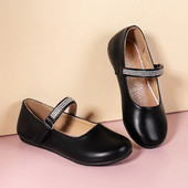 Dječje cipele za djevojčice Jednobojne cipele na kuku i petlju Jednostavne ravne cipele 2023 PU Plitke Svestrane dječje Mary Jane cipele za party vjenčanje