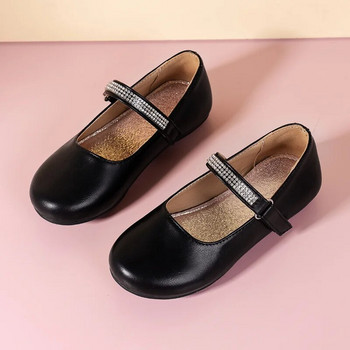 Παιδικά παπούτσια για κορίτσια μονόχρωμα με γάντζο και θηλιά απλά φλατ 2023 PU Shallow Ευέλικτα παιδικά παπούτσια Mary Jane για πάρτι γάμου