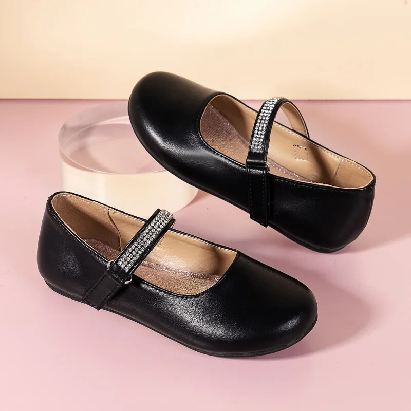 Dječje cipele za djevojčice Jednobojne cipele na kuku i petlju Jednostavne ravne cipele 2023 PU Plitke Svestrane dječje Mary Jane cipele za party vjenčanje