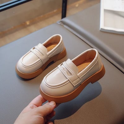 Školske uniforme UK Cipele 2023. Nove, bez ukrasa, jednostavne, neklizajuće, dječje mokasine s okruglim prstima, korejske PU dječje ležerne cipele