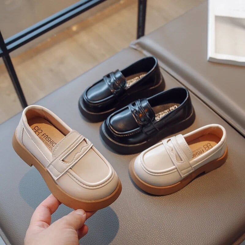 Školske uniforme UK Cipele 2023. Nove, bez ukrasa, jednostavne, neklizajuće, dječje mokasine s okruglim prstima, korejske PU dječje ležerne cipele