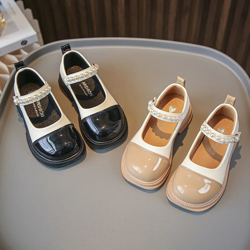 Nove cipele za djevojčice, ležerne cipele u skladu s bojama, biseri, slatki biseri, dječje modne kožne cipele od poliuretana, dropshipping jednostavne dječje cipele s biserima