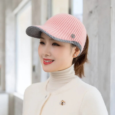 Zimske kape za žene Kapa, debela, topla uvijena pletena kapa Ženska jesenska kapa od flisa s konjskim repom, šešir sa šiltom, šešir, kapica Gorro bejzbol kape