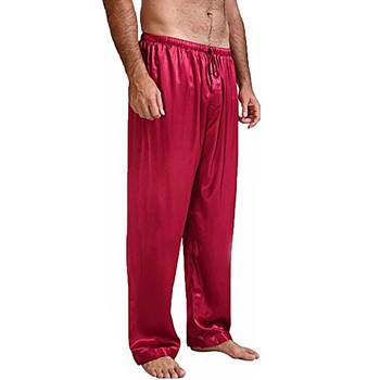 Мъжки едноцветни копринени пижами Европейски размер Удължени панталони от имитация на коприна Мъжки удобни домашни панталони Йога панталони Ежедневни панталони