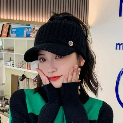 Női kalapok 2022 új őszi téli meleg nyúl kötött sapkák kültéri sport golf lófarok sapka baseball sapkák üres felső sapkák 1 db