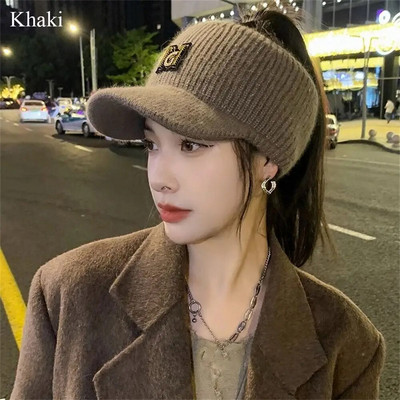 Női kalapok 2022 új őszi téli meleg nyúl kötött sapkák kültéri sport golf lófarok sapka baseball sapkák üres felső sapkák 1 db