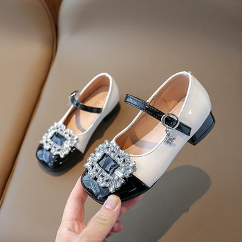 Rhinestones Cute Baby Girl Shoes 2023 New Kids Loafers Spring Black Shoes Hook & Loop Χαμηλά τακούνια Παιδικά Mary Janes για πάρτι