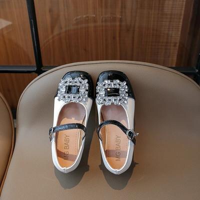 Rhinestones Slatke cipele za djevojčice 2023. Nove dječje mokasine Proljetne crne cipele na kuku i petlju Niske pete Dječje Mary Janes za zabavu