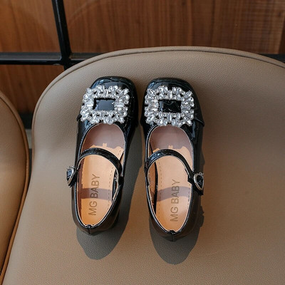 Rhinestones Slatke cipele za djevojčice 2023. Nove dječje mokasine Proljetne crne cipele na kuku i petlju Niske pete Dječje Mary Janes za zabavu