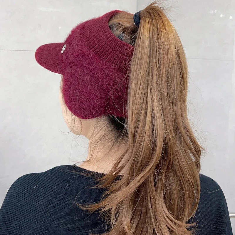 2023 m. naujos rudens žiemos mados moteriškos megztos storos vilnos kepuraitės su auskarais Kepurės tuščia beisbolo kepurė moterims