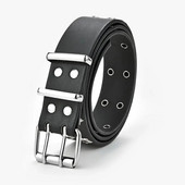 Star Eye Rivet Belt Goth Style Double Pin sprādze Sievietēm Vīriešu Modes Ikdienišķa Punk Stils Pu ādas jostasvietas jostasvieta