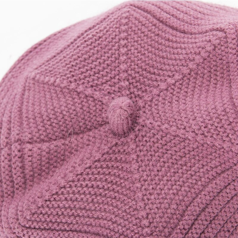 Žieminė kieta plius aksominė skrybėlė moteriška mada 100 % merino vilnos naujienų kepuraitė Žieminės kepurės Visor Beretė šaltu oru megztos kepuraitės